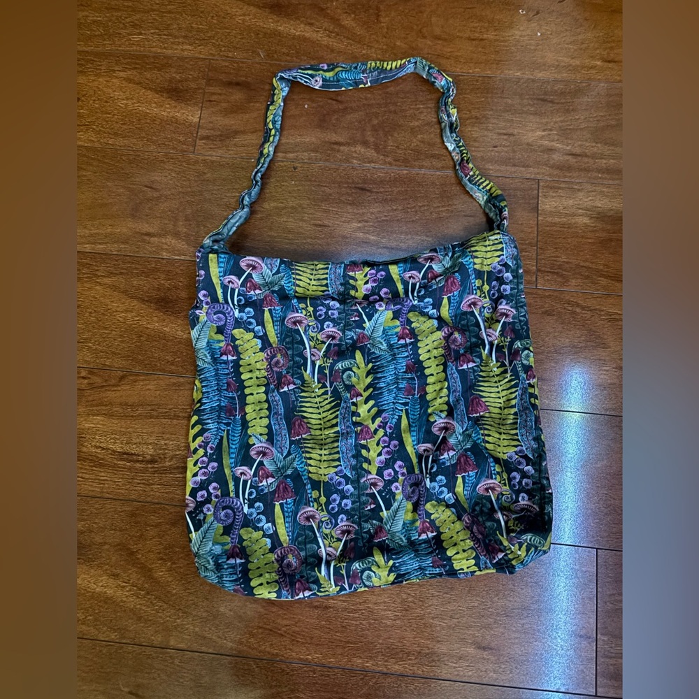 Double sided hand made tote bag